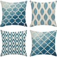 thumbnail image 1 of Throw Pillow Covers Home Decor Set of 4 Geometric Abstract Blue Modern Eastern Abstract Pillow Cases Decorative 18 x 18 Inches Outdoor Cushion Couch Sofa Pillowcases, 1 of 6