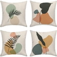 thumbnail image 1 of Throw Pillow Covers Home Decor Set of 4 Pillow Cases Decorative 16 x 16 Inches Outdoor Cushion Couch Sofa Pillowcases Botanical Plant Natural Leaf Boho, 1 of 6
