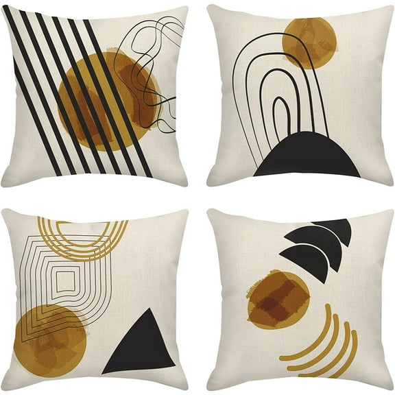 Throw Pillow Covers Home Decor Set of 4 Pillow Cases Decorative 20 x 20 Inches Outdoor Cushion Couch Sofa Pillowcases, Arts Earth Natural Boho Contemporary