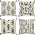 thumbnail image 1 of Throw Pillow Covers Home Decor Set of 4 Tribal Black White Tribal Boho Bohemian Ikat Black Pillow Cases Decorative 18 x 18 Inches Outdoor Cushion Couch Sofa Pillowcases, 1 of 6