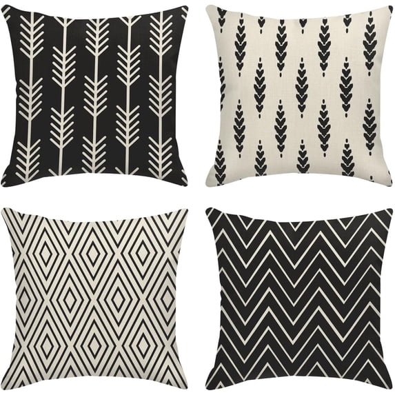 Throw Pillow Covers Home Decor Set of 4 Vintage Retro Geometric Cute Bohemian Pillow Cases Decorative 18 x 18 Inches Outdoor Cushion Couch Sofa Pillowcases