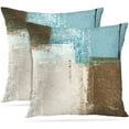 thumbnail image 1 of Throw Pillow Covers Home Decor Set of 2 Pillow Cases Decorative 20 x 20 Inches Outdoor Cushion Couch Sofa Pillowcases Beige Blue, 1 of 6