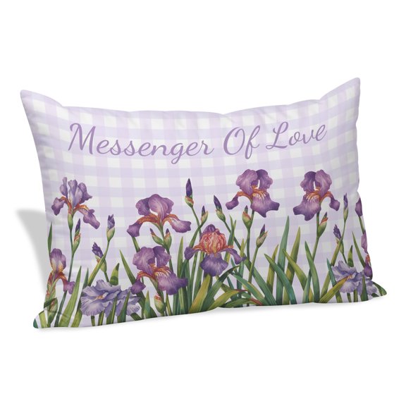 Throw Pillow Covers Iris Flowers Lumbar Pillow Covers 24x16 Inch Decorative Soft Breathable Pillowcase with Zipper Floral Purple Buffalo Plaid Pillow Cushion Cases for Couch Bed Sofa Home Decor