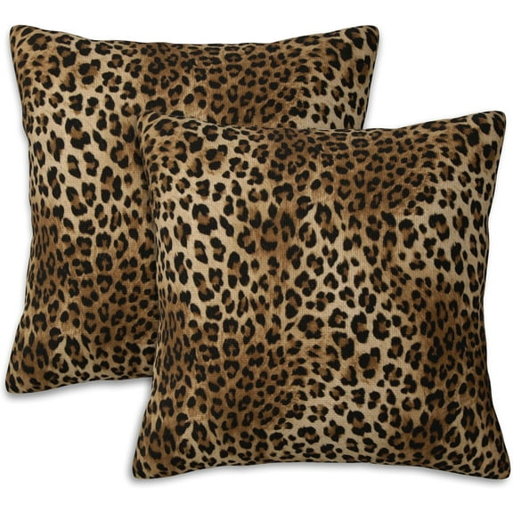 Throw Pillow Covers Leopard Pattern Pillow Covers 16x16 Inch Set of 2 Animal Print Throw Pillows Decorative Pillow Cases Cushion Covers for Bedroom Livingroom Sofa Farm House