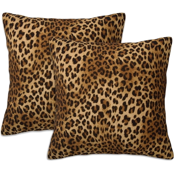 Throw Pillow Covers Leopard Pillow Covers 18x18 Inch Set of 2 Cheetah Animal Print Throw Pillows Decorative Pillow Cases Cushion Covers for Bedroom Livingroom Sofa Farm House