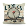 thumbnail image 1 of Throw Pillow Covers London Big Ben Paris Eiffel Tower Pisa Leaning Tower Pillow Case Retro Euro Style Famouse Building Outdoor Decor Cushion Cover  Pack (Euro-cities Set), 1 of 5