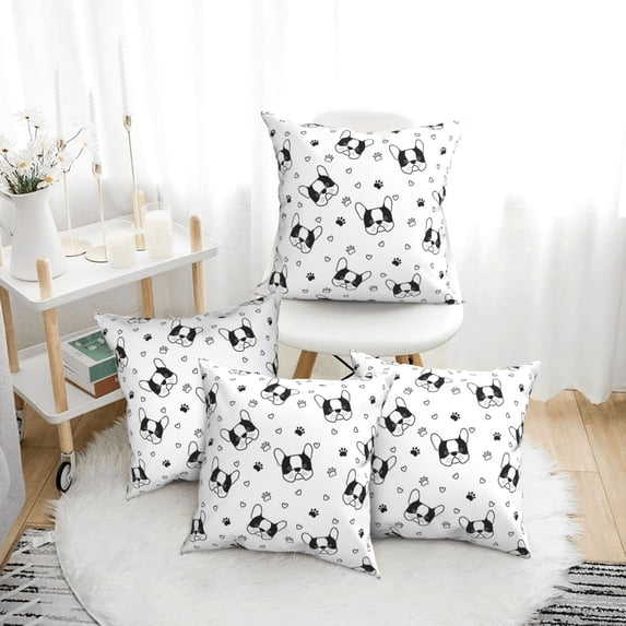 Throw Pillow Covers, Love Cut French Bulldog Soft Square Pillow Cases with Invisible Zipper for Couch Bed Sofa, Farmhouse Fall Home Decor 12"x12"