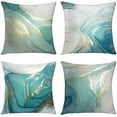 thumbnail image 1 of Throw Pillow Covers,Marble Texture Turquoise and Gold Silver Decorative Luxury Abstract Fluid Art Ink Soft Velvet Pillow Case Square Cushion Covers for Couch Sofa 18 x 18 Inch Set of 4, 1 of 7