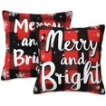 thumbnail image 1 of Throw Pillow Covers Merry Bright Pillow Covers 18x18 Inch Set of 2 Merry Christmas Throw Pillows Decorative Pillow Cases Cushion Covers for Bedroom Livingroom Sofa Farm House, 1 of 6