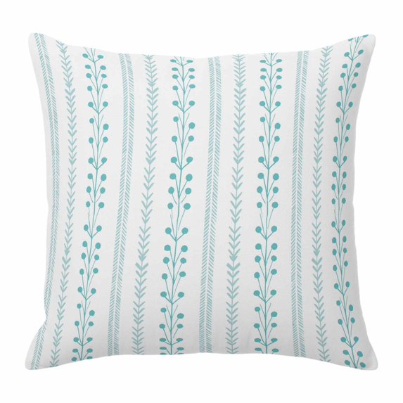 Throw Pillow Covers, Mint Green Striped Decorative Throw Pillow Covers 18x18 Inch, Spring Flowers Plants Lines Pattern Square Linen Pillow Cases for Couch/Living Room/Sofa