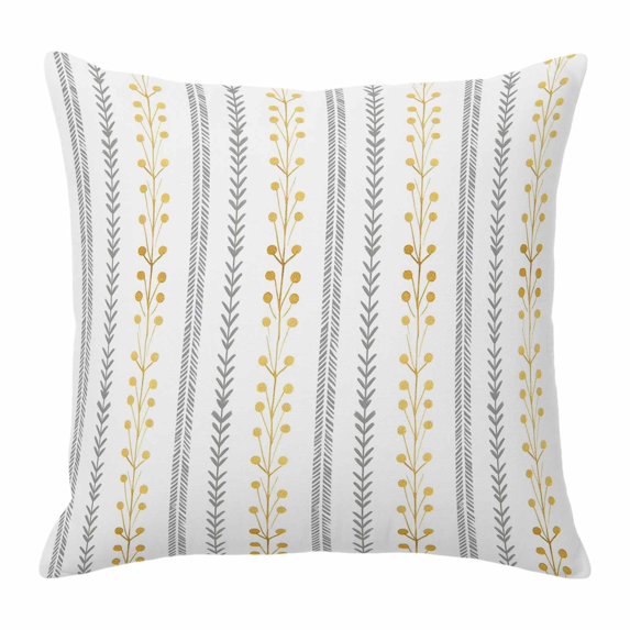 Throw Pillow Covers, Modern Bohemia Decorative Throw Pillow Covers 20x20 Inch, Spring Floral Leaves Lines Simple Rustic Square Linen Pillow Cases for Couch/Living Room/Sofa