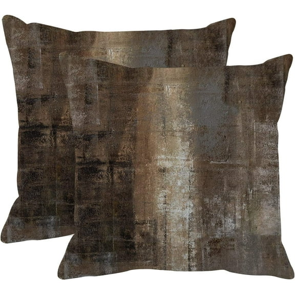 Throw Pillow Covers Modern Home Art Decor, 18 x 18 Inches Set of 2 Abstract Oil Painting Pillowcases for Bedroom, Living Room, Cushion Couch Sofa, Brown Grey Beige