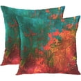 thumbnail image 1 of Throw Pillow Covers Modern Home Art Decor, 18 x 18 Inches Set of 2 Pillow Cases Decorative, Abstract Oil Painting Pillowcases for Bedroom, Living Room, Cushion Sofa, Turquoise Burnt Orange, 1 of 6