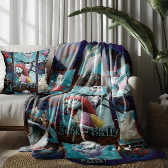 Throw Pillow Covers For The Nightmare Before Christmas Throw Blankets for Couch Thin Bed Decor Kids Adult Nap Bedroom Car All Season Birthday Gifts 50×60 inch Throw Blanket and Pillowcase Set
