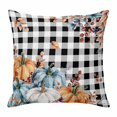 thumbnail image 1 of Throw Pillow Covers, Orange Blue Grey Pumpkins Fall Decorative Throw Pillow Covers 20x20 Inch, Thanksgiving Botanical Plaid Square Linen Pillow Cases for Couch/Living Room/Sofa, 1 of 9