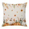 thumbnail image 1 of Throw Pillow Covers, Orange Green Pumpkins Fall Decorative Throw Pillow Covers 20x20 Inch, Thanksgiving Maple Leaf Rustic Square Linen Pillow Cases for Couch/Living Room/Sofa, 1 of 9