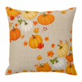 thumbnail image 1 of Throw Pillow Covers, Orange Yellow Pumpkin Fall Decorative Throw Pillow Covers 20x20 Inch, Rustic Maple Leaf Thanksgiving Square Linen Pillow Cases for Couch/Living Room/Sofa, 1 of 9