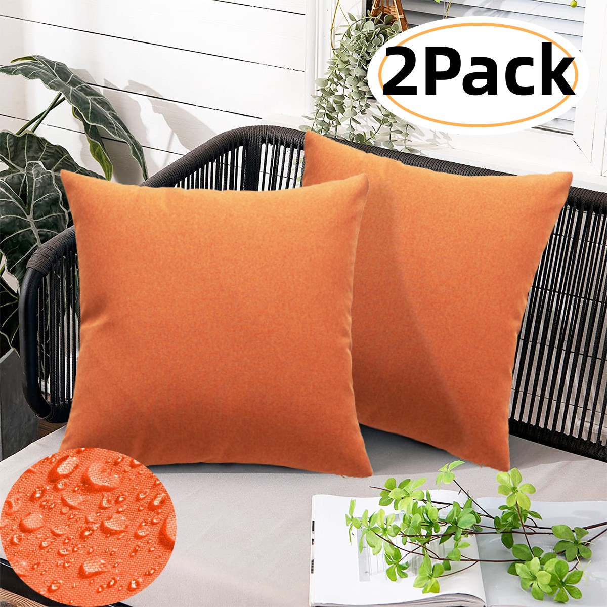 2Pcs Decorative Solid Color Throw Pillow Simple Square Covers Cushion