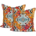 thumbnail image 1 of Throw Pillow Covers Pack of 2 Double-Sided Printing Home Indoor and Outdoor Sofa Bed Decor 18 x 18 Inch pillowcover (Blue Boho Style Ethnic Design Pattern, 18x18Inch), 1 of 6