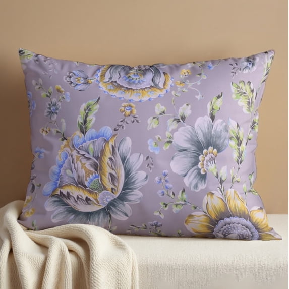 Throw Pillow Covers Pack of 1 for Living Room Table, Floral Printed Cushion Case, 14x20 inches - Gray - Home Decor