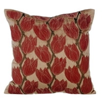 Throw Pillow Covers, Pearl Beige Throw Pillow Covers 16x16 inch (40x40 cm), Velvet Couch Throw Pillow Covers, Nature & Floral, Tulip, Applique, Modern Designer - Blooming Tulips