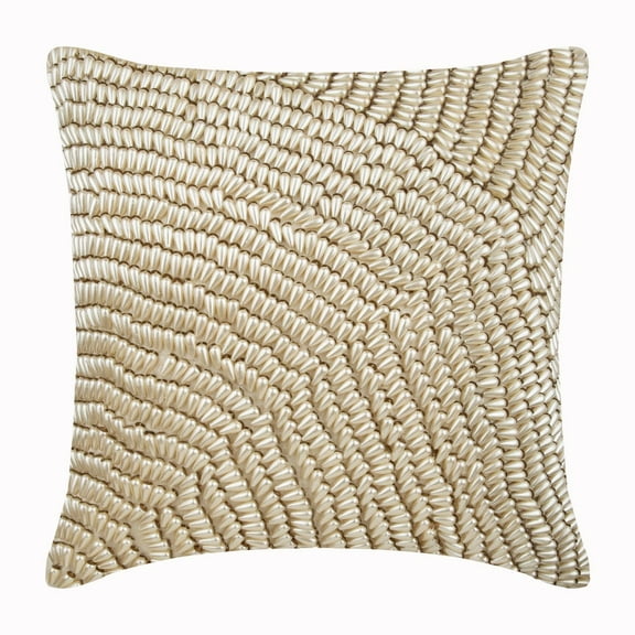 Throw Pillow Covers, Pearl Ivory Decorative Toss Pillows 16x16 inch (40x40 cm), Silk Throw Pillow Covers, Abstract, Pearl, Pearl Drops, Contemporary Cushion Cover Home - Pearl Dance