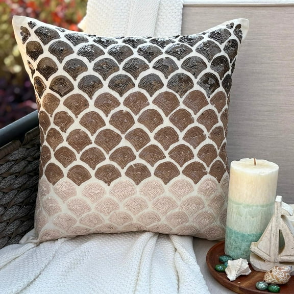 Throw Pillow Covers, Pillow Cover&nbsp;For Sofa, Decorative Pillow Covers 20x20 inch (50x50 cm) Brown, Silk Throw Pillow Covers, Handmade Pillow Covers, Modern, Ombre - Mountain Journey