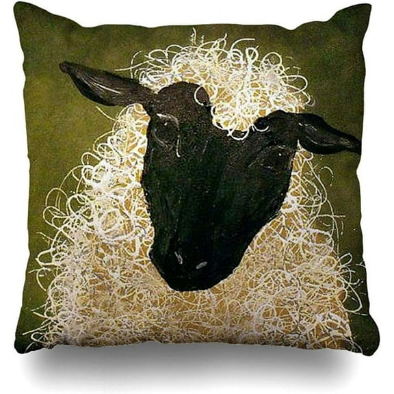 Throw Pillow Covers Primitive Style Sheep Pillowslip Square Sofa Cute 18 x 18 Inches Cushion Cases Pillowcases
