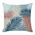 thumbnail image 1 of Throw Pillow Covers, Red Blue Teal Palm Leaves Decorative Throw Pillow Covers 18x18 Inch, Summer Botanical Tropical Leaf Square Linen Pillow Cases for Couch/Living Room/Sofa, 1 of 9