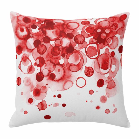 Throw Pillow Covers, Red Gradient Decorative Throw Pillow Covers 18x18 Inch, Abstract Polka Dots Vintage Modern Art Square Linen Pillow Cases for Couch/Living Room/Sofa