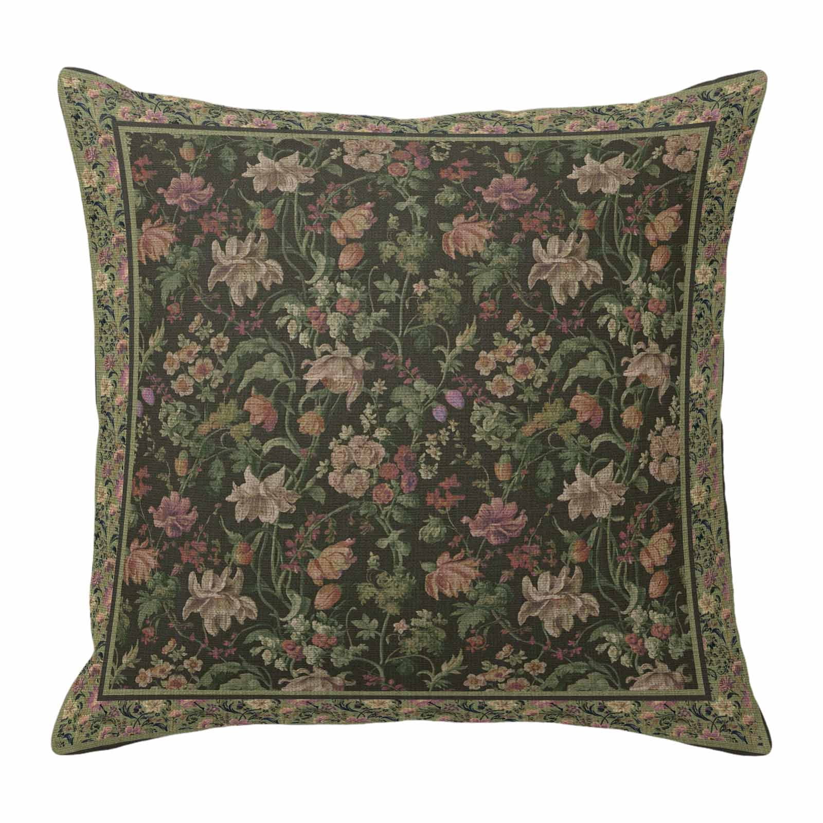 Throw Pillow Covers, Sage Green Floral Boho 26x26 Pillow Covers for Couch/Sofa/Bed, Ethnic Tribe Abstract Art Flower Decorative Square Linen Cushion Pillowcase for Home Decor