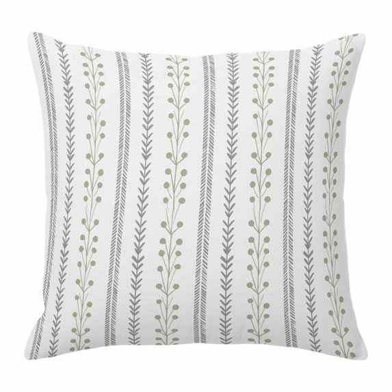 Throw Pillow Covers, Sage Green Stripes Decorative Throw Pillow Covers 18x18 Inch, Modern Simple Floral Lines Rustic Square Linen Pillow Cases for Couch/Living Room/Sofa