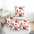 Throw Pillow Covers Set of 4 Bread Strawberry Wine Print Red Decorative