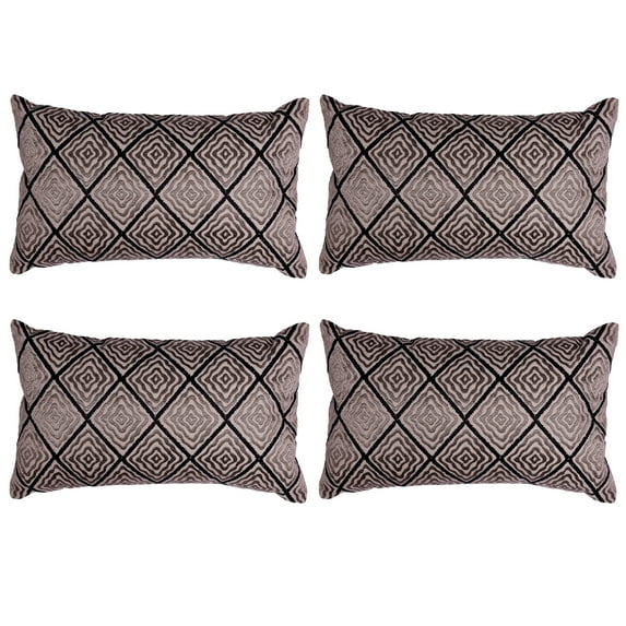 Throw Pillow Covers - Set of 4 Embroidered Decorative Cushion Case for Home Decor Sofa Couch Chair Bed Patio Living Room Bedroom Car Office - Brown 2, 20x20 Inches