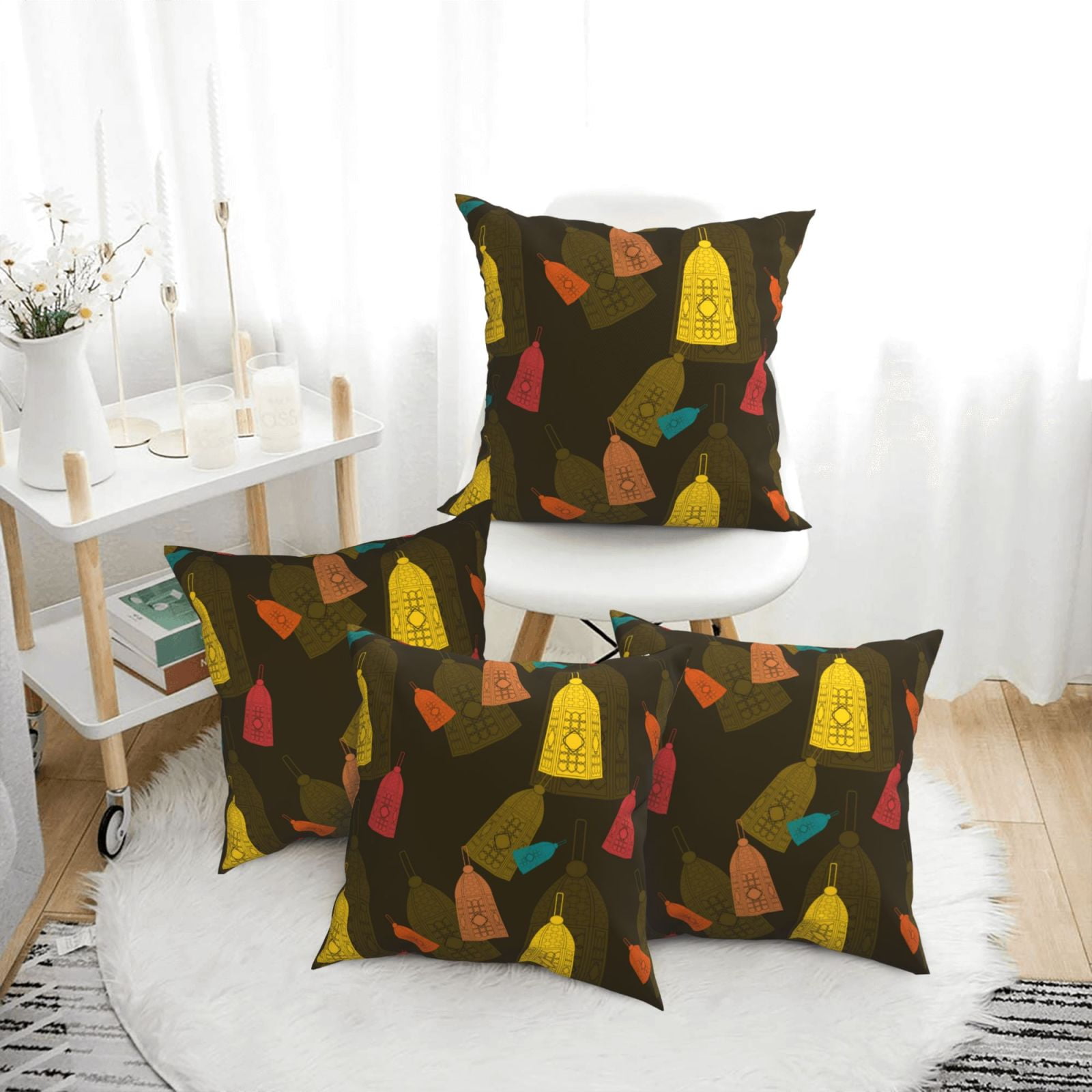 Throw Pillow Covers Set of 4 Light Bulb Pattern vintageB Decorative