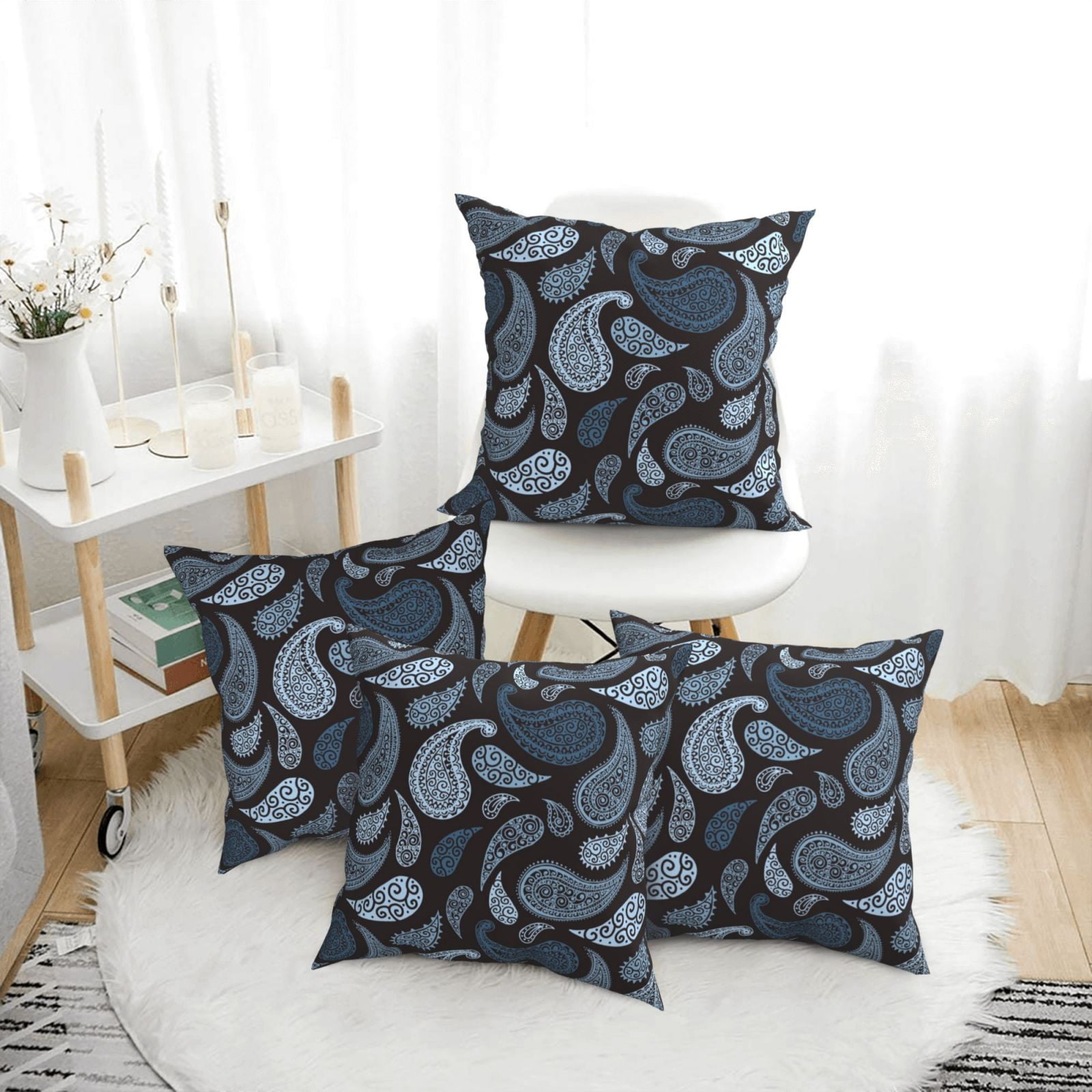 Throw Pillow Covers Set of 4 - Paisley Pattern No.9073 Square ...