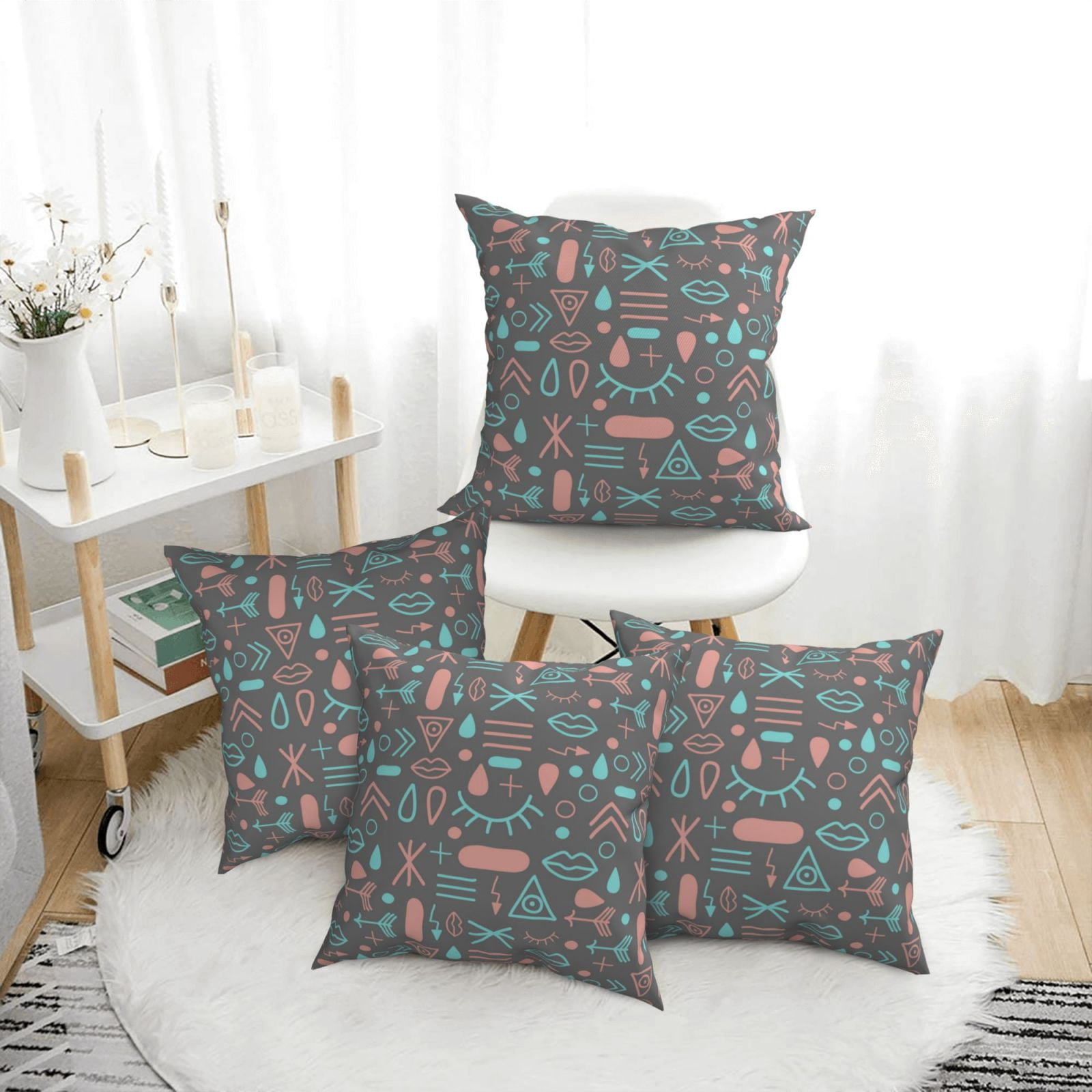 Throw Pillow Covers Set of 4 abstractly Geometry A Decorative