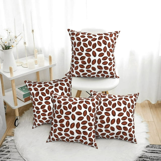 Throw Pillow Covers Set of 4 coffee rugby Decorative Pillowcase for
