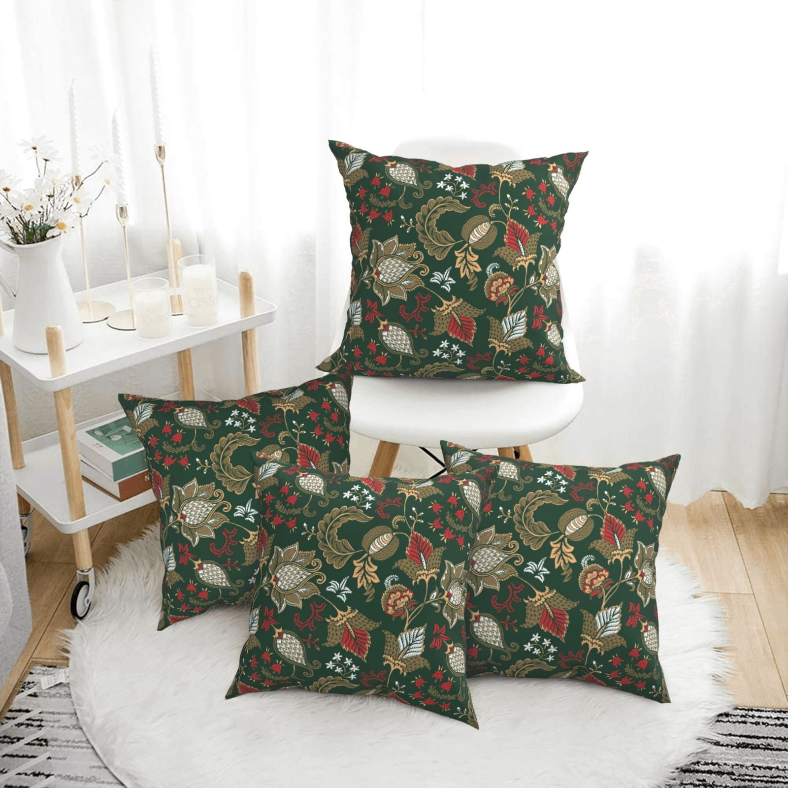 Throw Pillow Covers Set of 4 red leaves Decorative Pillowcase for Couch
