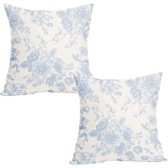 Throw Pillow Covers Set of 2, Burnt Orange Floral, 18x18 Inch, Outdoor Decor for Sofa