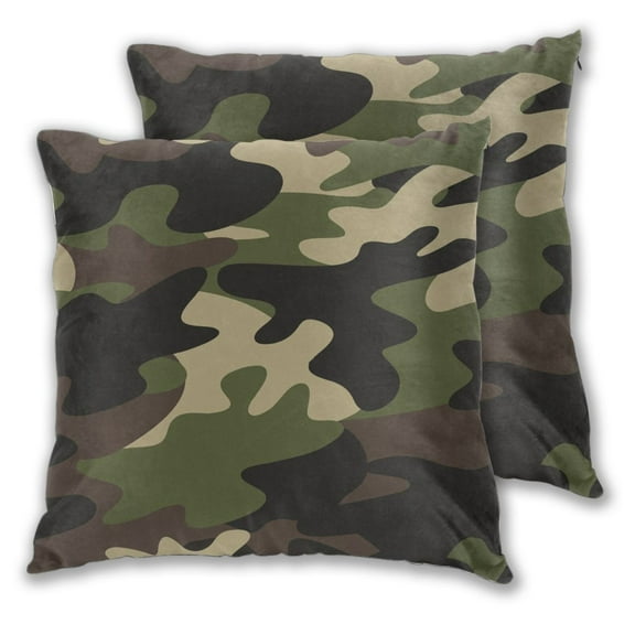Throw Pillow Covers Set of 2 Camouflage Print Pattern Soft Square Couch Decorative Pillow Covers for Living Room Bed 18"x18"