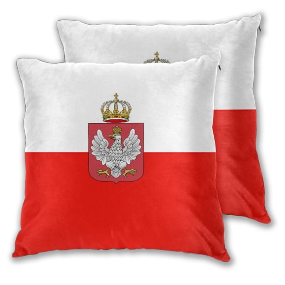 Throw Pillow Covers Set of 2 Poland-Flag Soft Square Couch Decorative Pillow Covers for Living Room Bed 18"x18"