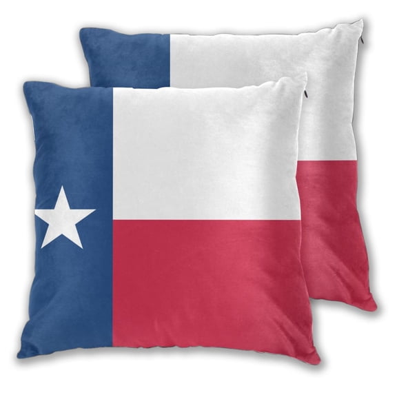 Throw Pillow Covers Set of 2 Star-Texas-Flag Soft Square Couch Decorative Pillow Covers for Living Room Bed 22"x22"
