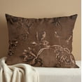 thumbnail image 1 of Throw Pillow Covers Set of 4 Embroidered Sequins Floral Design, Cushion Case for Sofa Couch Chair Bed, Brown, 14x20 inches, 1 of 9