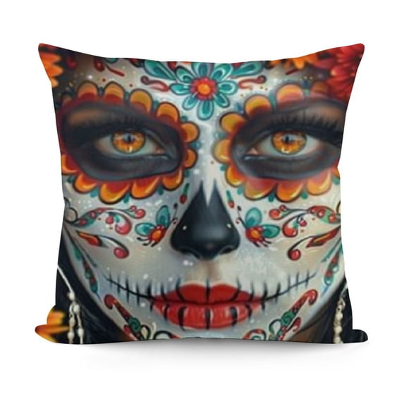 Throw Pillow Covers Skull Face Woman Square Pillowcase for Home Decor Sofa Car Bedroom Pillow case