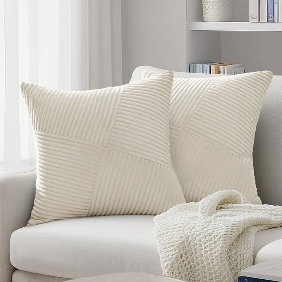 Throw Pillow Covers,Soft Corduroy Decorative Pillow Covers Windmill Textured Striped Cushion Cover