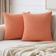 thumbnail image 1 of Throw Pillow Covers Soft Corduroy Decorative Set of 2 Boho Striped Pillow Covers Pillowcases Farmhouse Home Decor for Couch Bed Sofa Living Room Spring 20x20 Inch Coral Red, 1 of 12
