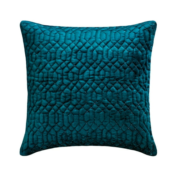 Throw Pillow Covers, Teal Blue 16"x16" (40x40 cm) Throw Pillow Covers, Velvet Quilted & Solid Color Throw Pillows For Couch, Geometric Pattern Modern Style - Irresistible Teal