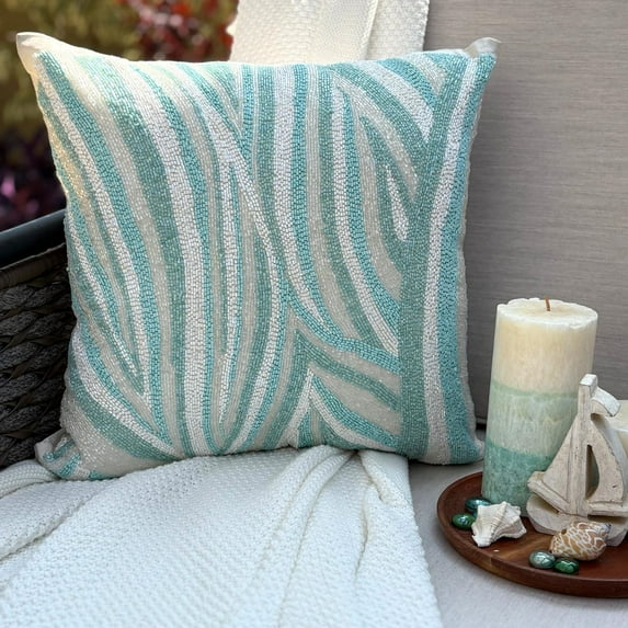 Throw Pillow Covers, Throw Pillows For Couch, Decorative Pillow Covers 18x18 inch (45x45 cm) Blue, Silk Throw Pillow Covers, Handmade Pillow Covers, Modern, Abstract - Arctic Layer