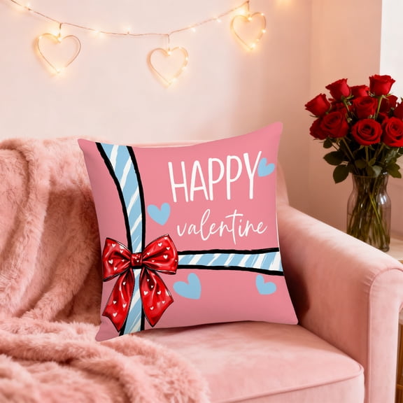 Throw Pillow Covers Valentine's Day Red Cute Passionate Double-Sided Printed Plaid Home Bedroom Sofa Cushion Cover 45*45cm